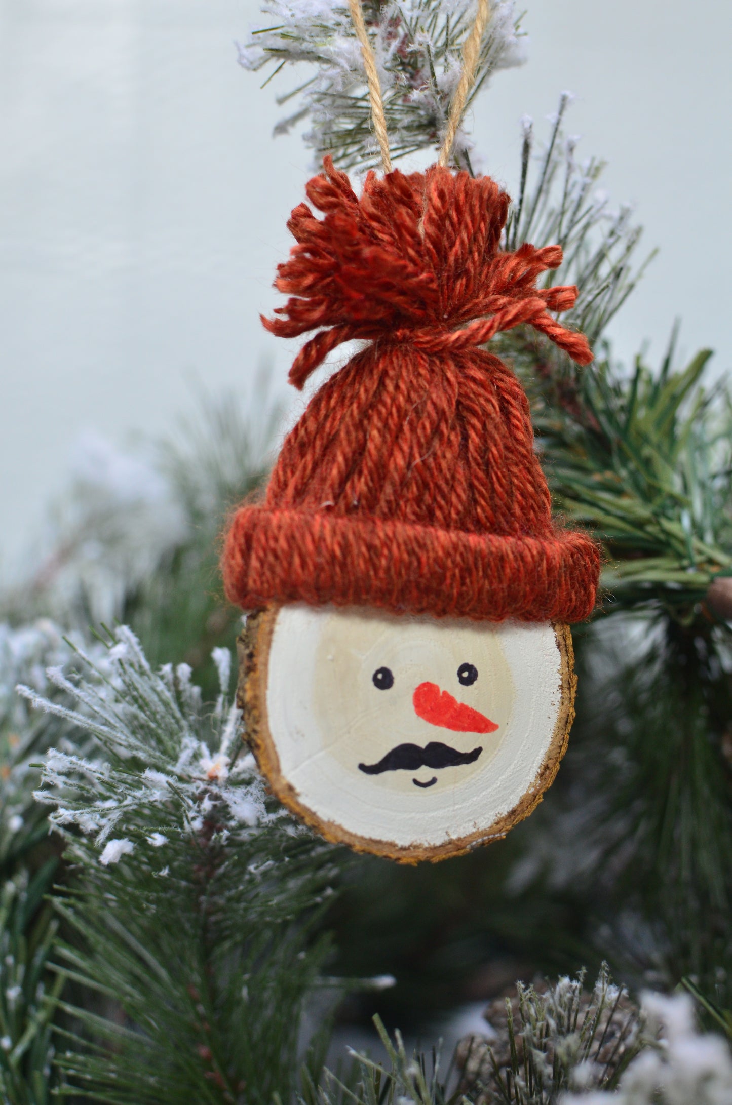 Wood Slice Snowman