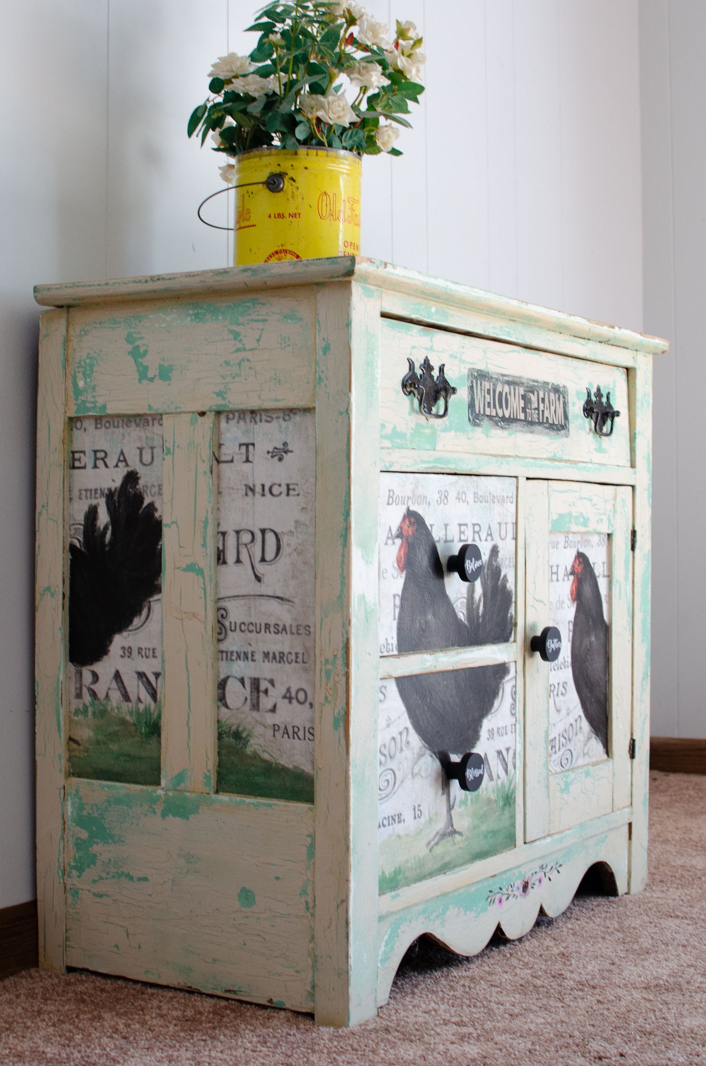 Antique Rooster Cabinet