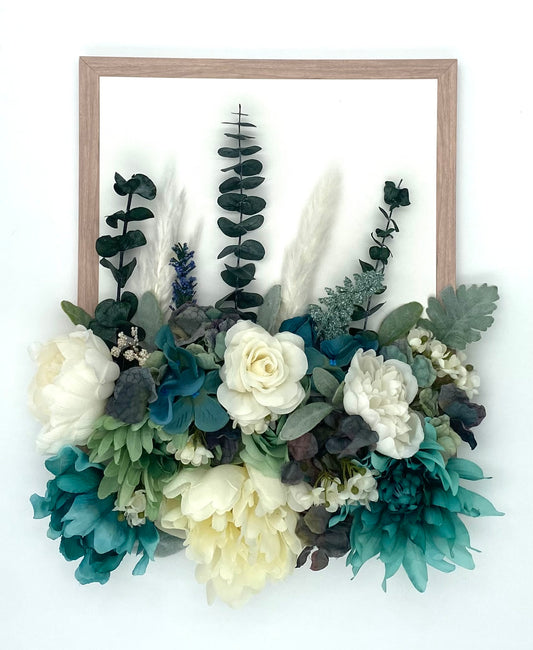 Teal floral frame