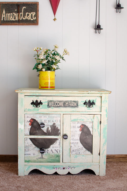 Antique Rooster Cabinet