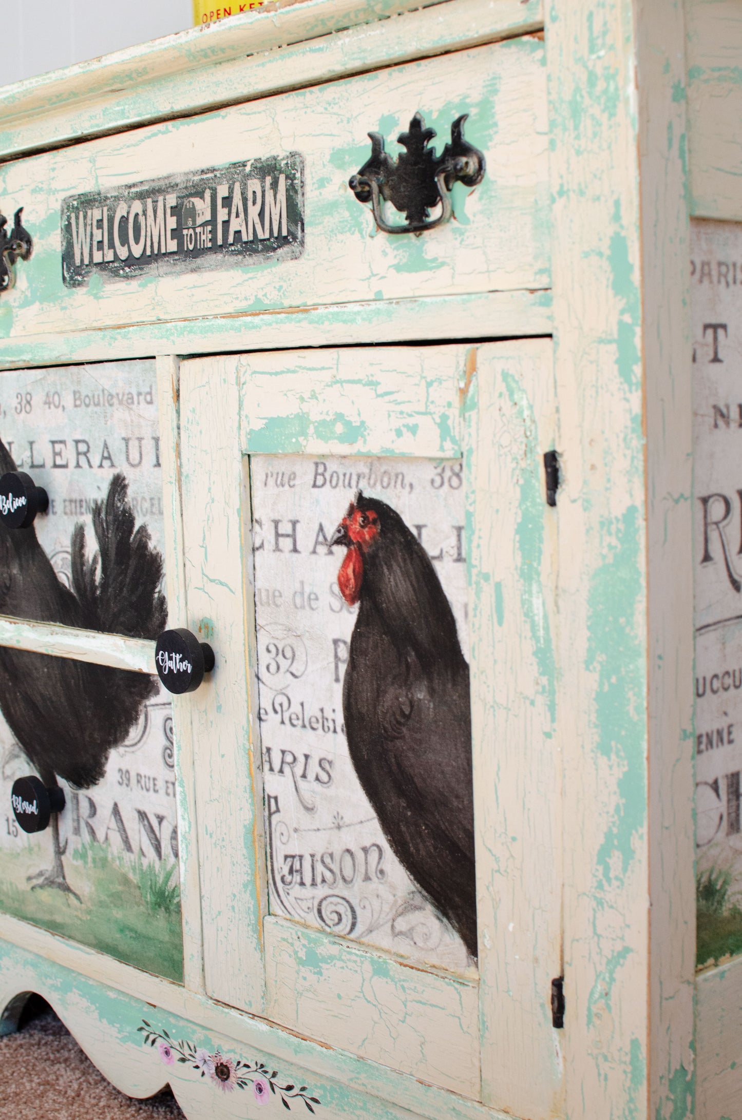 Antique Rooster Cabinet