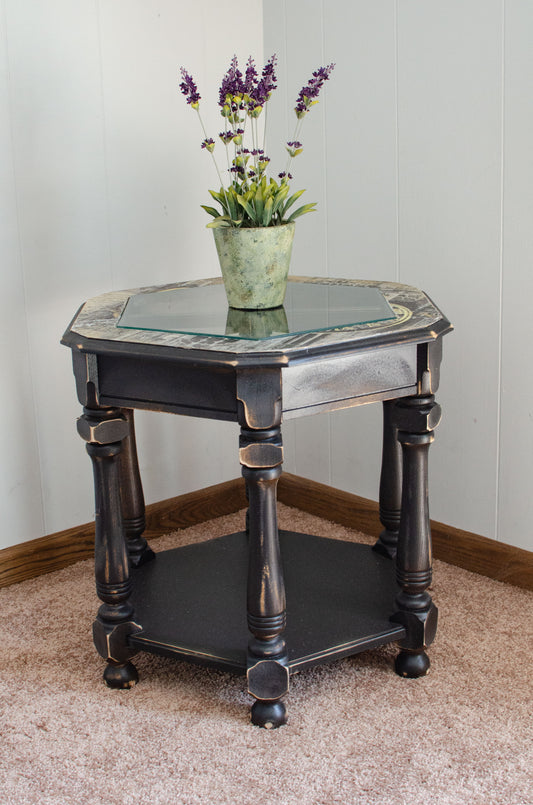 Hexagon Wood Side Table