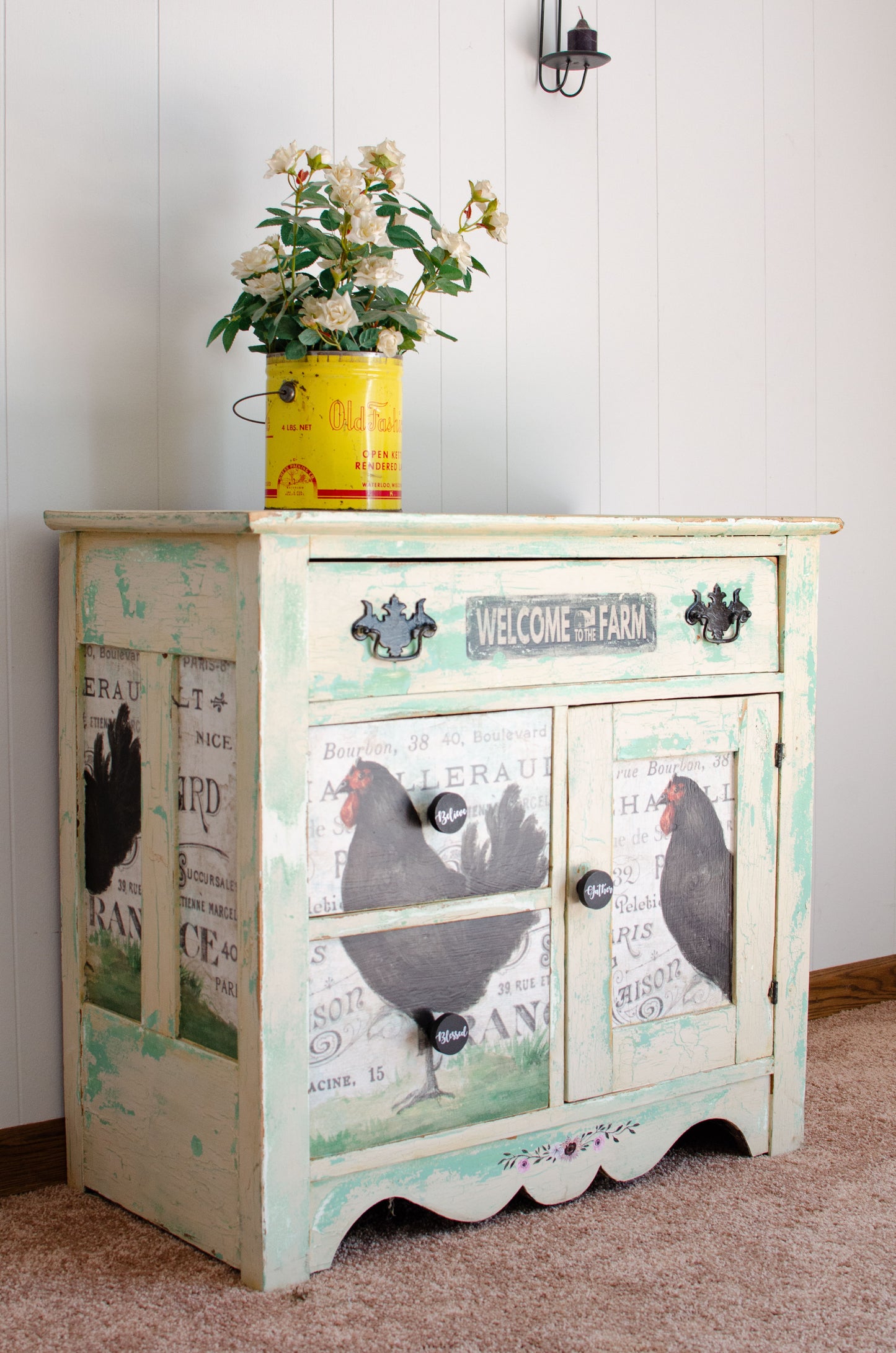 Antique Rooster Cabinet