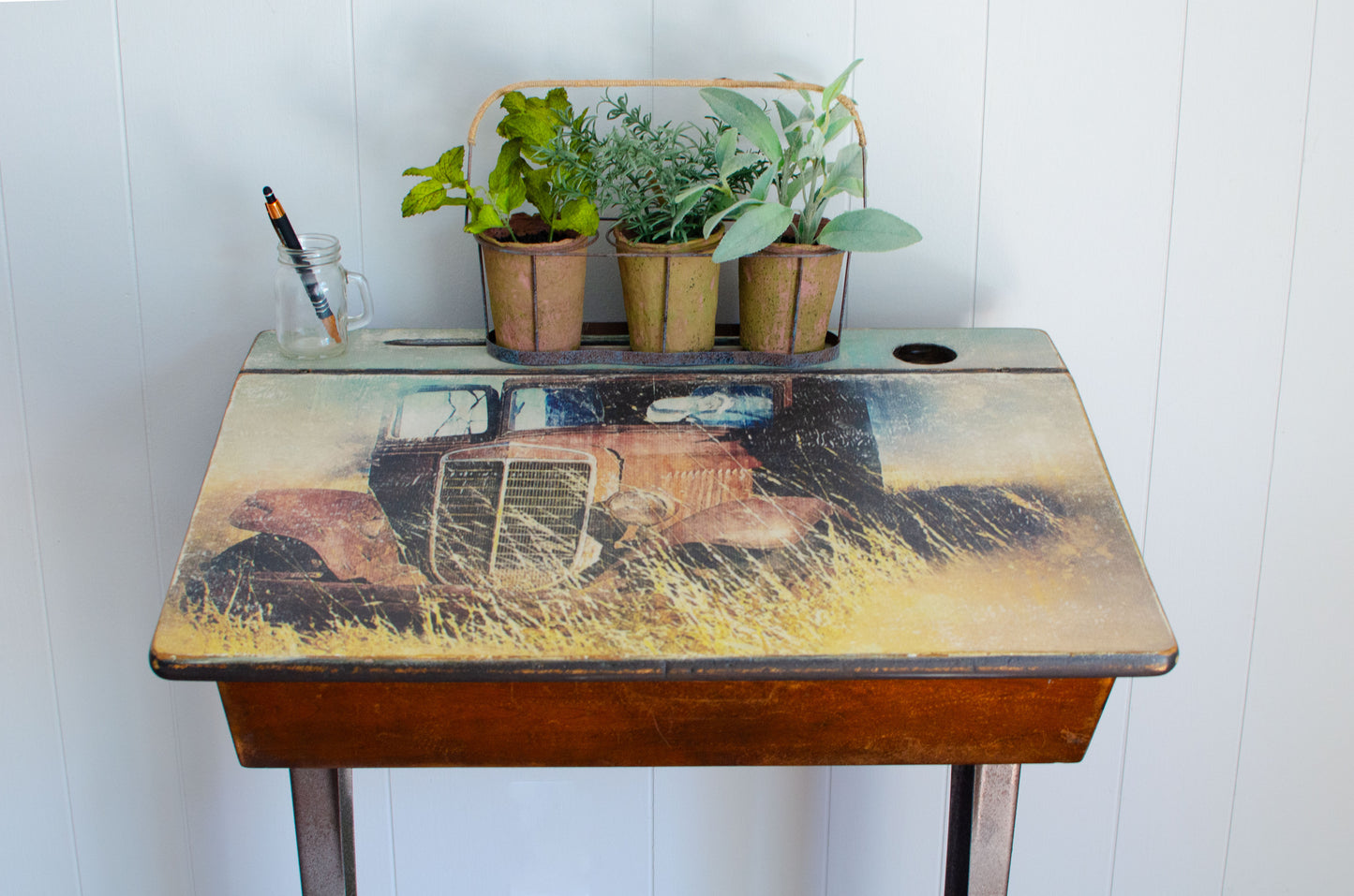 Antique Old School Desk