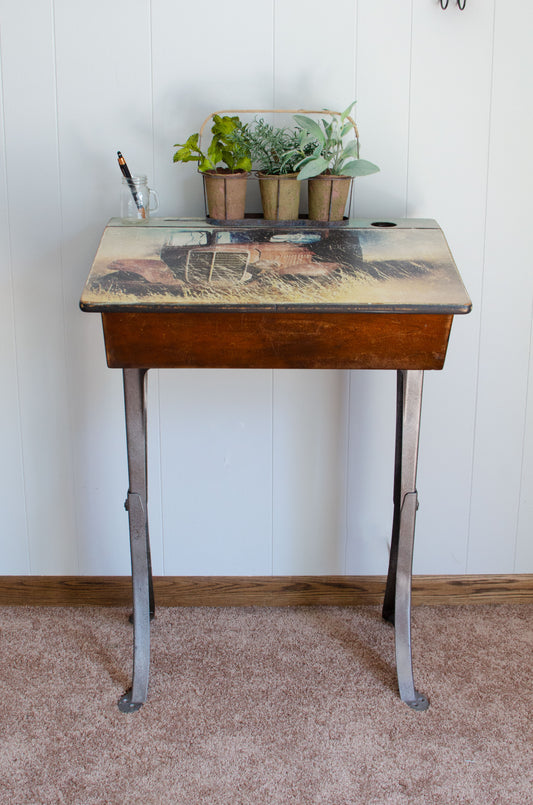 Antique Old School Desk